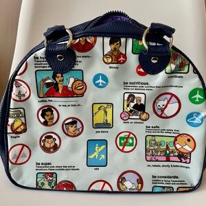 Vintage Y2K Transversion Airline Travel Comic Handbag in Blue